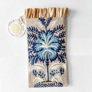 Spartina449 Sunglass Case Peeples Song - island style, Blue Palm Tree, Tan Linen